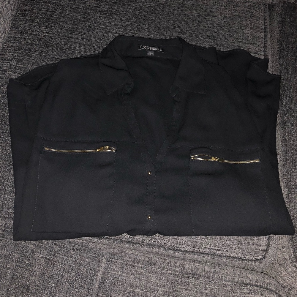 Express Black Long Sleeve with Zippers